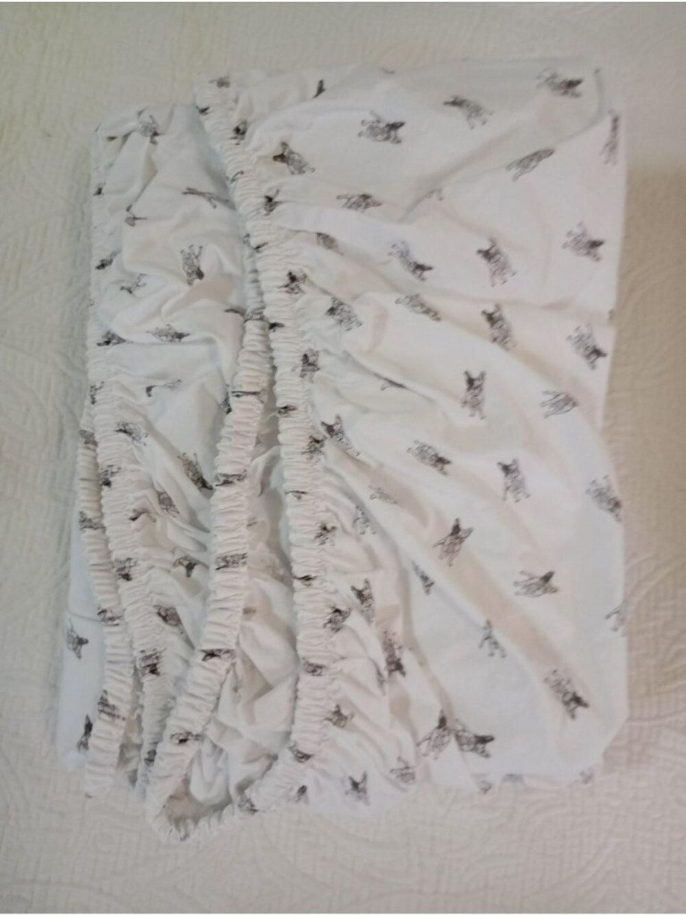 Ralph Lauren Home 100% Cotton Twin Sheet Set Dog Print White - Picture 4 of 7